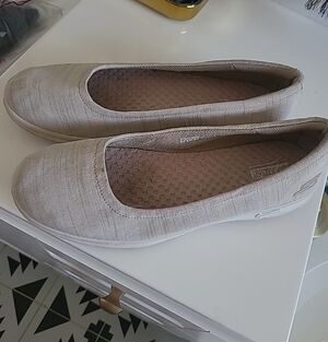 Skechers Light Beige Slip-On Flat with Subtle Texture